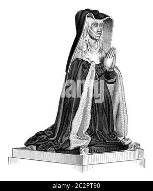 XV secolo, Michelle de Vitry, vedova Jouvenel Orsini, illustrazione d'annata incisa. Magasin Pittoresque 1847. Foto Stock
