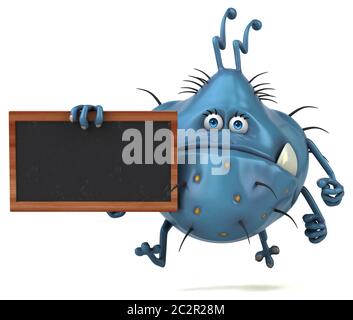 Fun 3D bug di germe di mostro con una lavagna Foto Stock