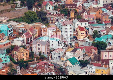 Antananarivo cityscape, Tana, la capitale del Madagascar, nome francese Tananarive e nome breve Tana, scarso capitale e la più grande città in Madagascar Foto Stock