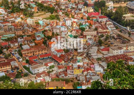 Antananarivo cityscape, Tana, la capitale del Madagascar, nome francese Tananarive e nome breve Tana, scarso capitale e la più grande città in Madagascar Foto Stock