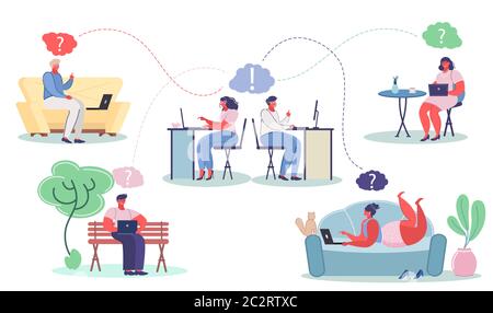 Servizio di assistenza clienti, illustrazione Vector Flat isolata Illustrazione Vettoriale