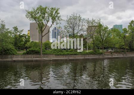 Vista panoramica del canale Rideau di Ottawa, Ontario, Canada Foto Stock