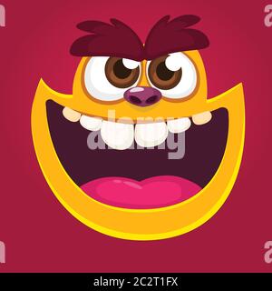 Fresco mostro rosso faccia animale. Illustrazione vettoriale cartoon di yeti o bigfoot Illustrazione Vettoriale