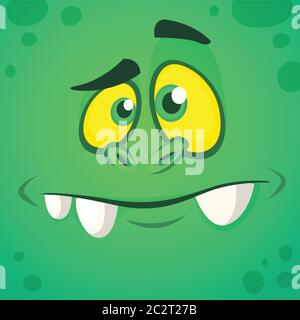 Mostro di cartone animato. Avatar mostro zombie verde di Halloween vettore Illustrazione Vettoriale