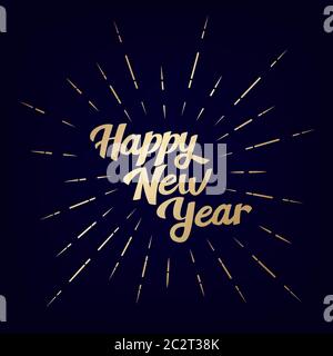 2021 testo con lettere vintage Happy New Year Illustrazione Vettoriale