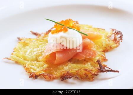 Lox latke Foto Stock