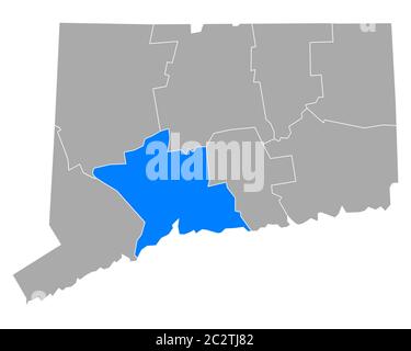 New Haven sulla mappa di Connecticut Foto Stock