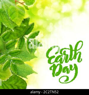 Giorno della terra. Modello per poster con scritte disegnate a mano. Illustrazione vettoriale. Illustrazione Vettoriale