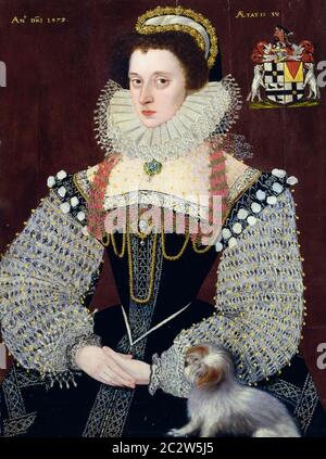 Frances, Lady Bryges (1553-1623 circa), la Duchessa di Chandos, ritratto di George Gower, 1579 Foto Stock