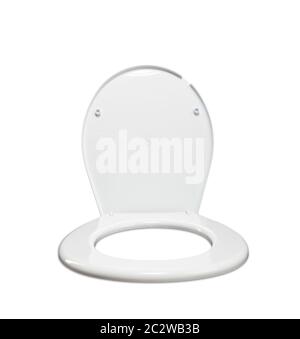Coperchio bianco del sedile del water sulla sedia rotante nera Foto Stock