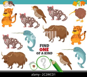 un compito di genere per i bambini con animali da cartoni animati Foto Stock