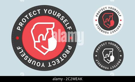 Proteggersi timbro illustrazione vettore. Arrestare il Coronavirus. Icona del certificato vettore. Combinazione vettoriale per certificato di tipo piatto. Illustrazione Vettoriale