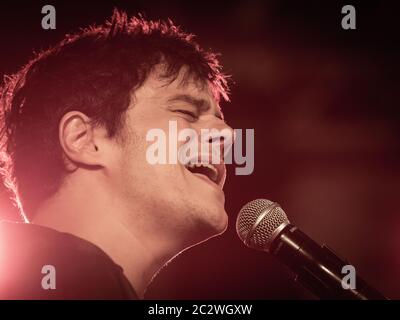 Odense, Danimarca. 07 agosto 2019. La cantante, cantautrice e musicista inglese Jamie Cullum esegue un concerto dal vivo durante il festival danese folk e blues Jam Days 2019 a Odense. (Foto di credito: Gonzales Photo - Kent Rasmussen). Foto Stock