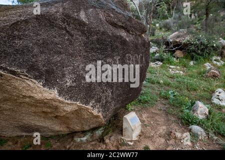 Escort Rock, luogo della Robbia d'oro del 1862 vicino Eugowra, nuovo Galles del Sud, Australia. Foto Stock
