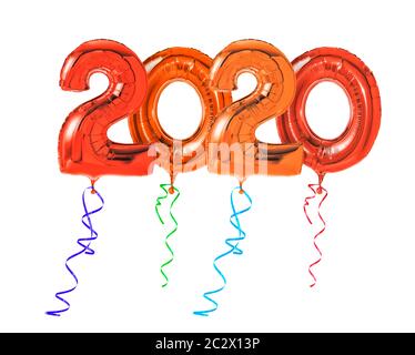 Palloncini rossi con nastro - Numero 2020 Foto Stock