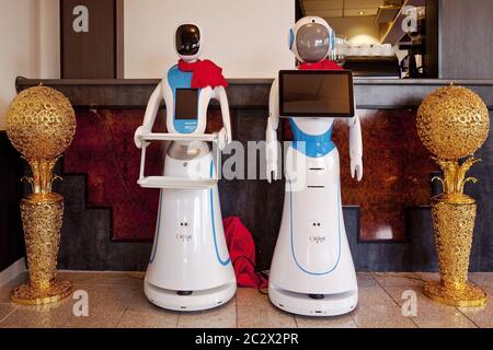 Robot di servizio in un ristorante cinese, Germania, Europa Foto Stock