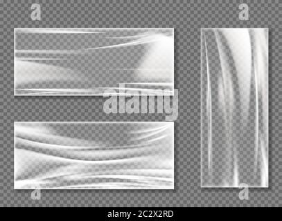 Pellicola trasparente in cellophane per il confezionamento di alimenti e  imballaggi di protezione. Vector materiale in lamina elastica trasparente  con rughe Immagine e Vettoriale - Alamy