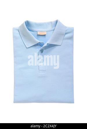 camicia ripiegata blu chiaro isolata su sfondo bianco Foto Stock