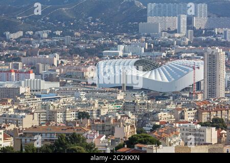 Velodromo arancione la struttura dello stadio a Marsiglia Francia Foto Stock