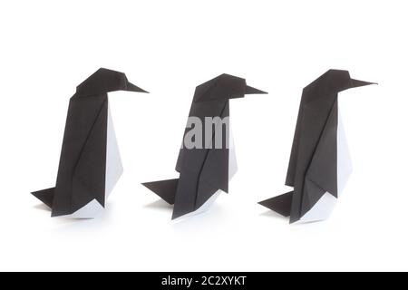 Pinguini Origami Foto Stock