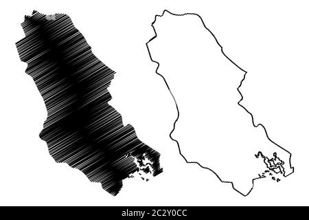 Comune di Cetinje (Montenegro, Comuni del Montenegro) mappa illustrazione vettoriale, schizzo di scarabocchio Vecchia capitale reale Cetinje (Città reale) mappa Illustrazione Vettoriale