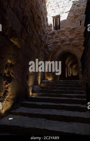 Il castello di Ajloun nel nord-ovest della Giordania. Paesi arabi e crociati fort. Foto Stock