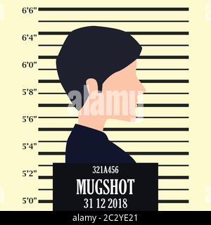 uomo mugshot linea criminale con sfondo in scala centimetrica. illustrazione vettoriale Illustrazione Vettoriale