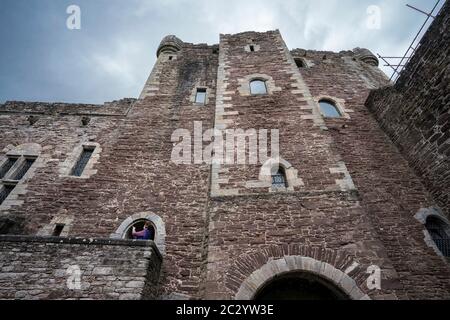 Dettagli esterni del castello di Doune, Stirling, Scozia, Regno Unito Foto Stock