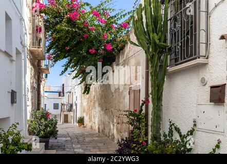 Polignano a Mare, Italia - 17 Settembre 2019: l'incantevole e romantico centro storico di Polignano a Mare, Puglia, Italia meridionale Foto Stock