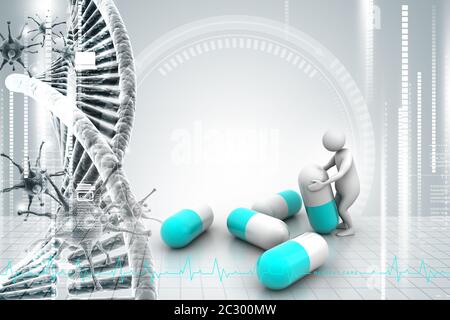 Le persone con le pillole nel colore di sfondo Foto Stock