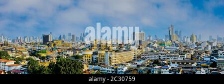Panorama dal Monte d'Oro al Sud-Est, skyline, Bangkok, Thailandia Foto Stock