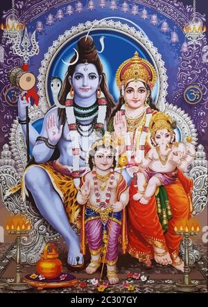 Induismo signore shiva spirituale Lakshmi illustrazione baby ganesha santo Foto Stock