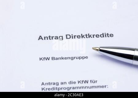 Modulo di domanda di prestito diretto KfW-Foerderbank, Germania Foto Stock