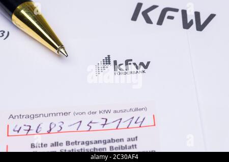 Modulo di domanda di partecipazione della KfW-Foerderbank, Germania Foto Stock