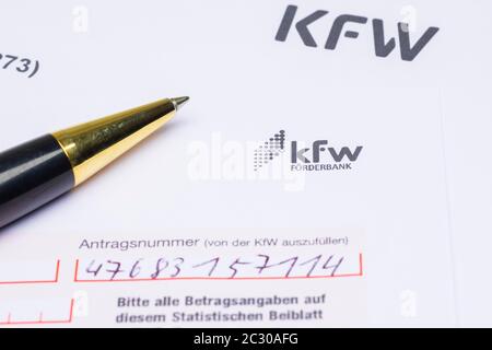 Modulo di domanda di partecipazione della KfW-Foerderbank, Germania Foto Stock