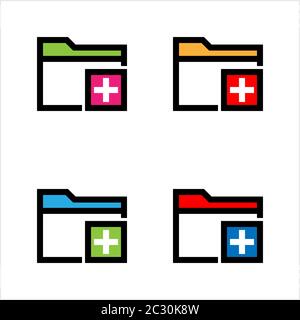 Icona computer Nuova cartella, Crea nuova cartella file, Aggiungi nuova cartella Illustrazione grafica vettoriale Illustrazione Vettoriale