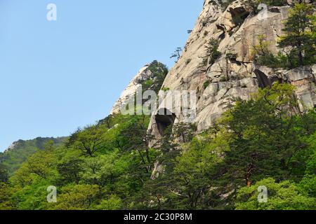 Scenario della Corea del Nord. Le montagne Diamond all'alba. Monte Kumgang Foto Stock