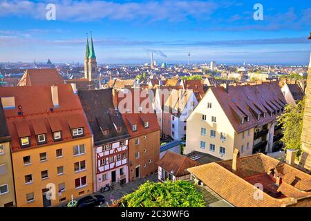 Nurnberg. Tetti e paesaggi della città vecchia di Norimberga vista Foto Stock