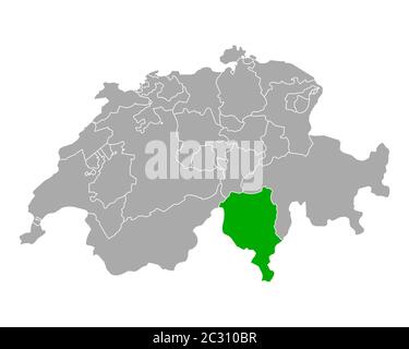 Mappa del Ticino in Svizzera Foto Stock