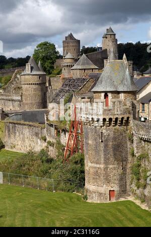 Castello di Fougeres in Bretagna, a nord della Francia Foto Stock