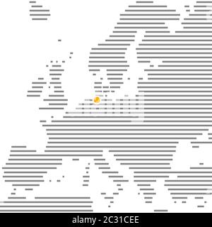 Città di Amburgo in Germania sulla mappa a strisce grigie dell'Europa con punto arancione Foto Stock