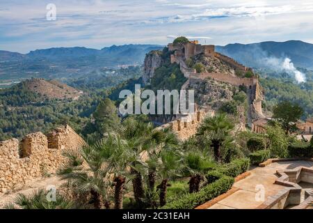 Vista panoramica sul Castello di Xativa, Valencia, Spagna Foto Stock