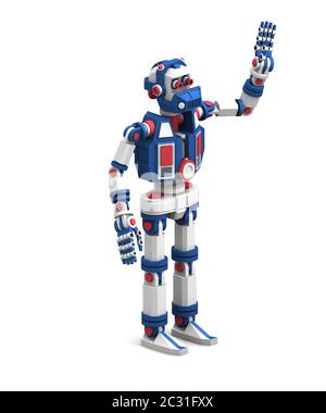 supporti e salti robot dai dettagli insolitamente elevati con la mano ondulata Foto Stock