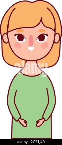 Avatar donna cartone animato con capelli biondi design, ragazza donna persona persone umano e sociale tema dei media illustrazione vettoriale Illustrazione Vettoriale