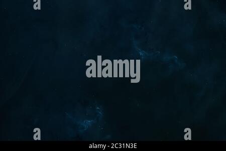 Nebulose blu incandescenti in qualche luogo in uno spazio profondo. Paesaggio cosmico Foto Stock