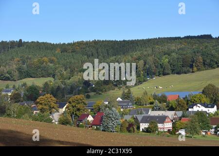 Vista di Wehrsdorf un villaggio in sassonia Foto Stock