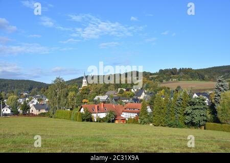 Vista di Wehrsdorf un villaggio in sassonia Foto Stock