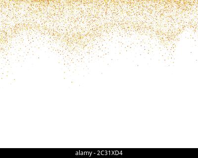 Modello astratto di punti dorati in caduta casuale su sfondo bianco. Elegante motivo per sfondo, tessuto, confezionamento carta e altri design. Vettore Illustrazione Vettoriale