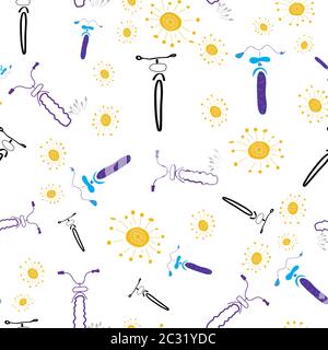 Moto sparse su sfondo bianco con luce solare gialla. Modello vettoriale continuo Illustrazione Vettoriale