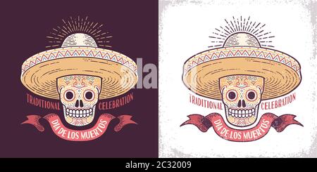 Dia de los muertos zucchero cranio Illustrazione Vettoriale